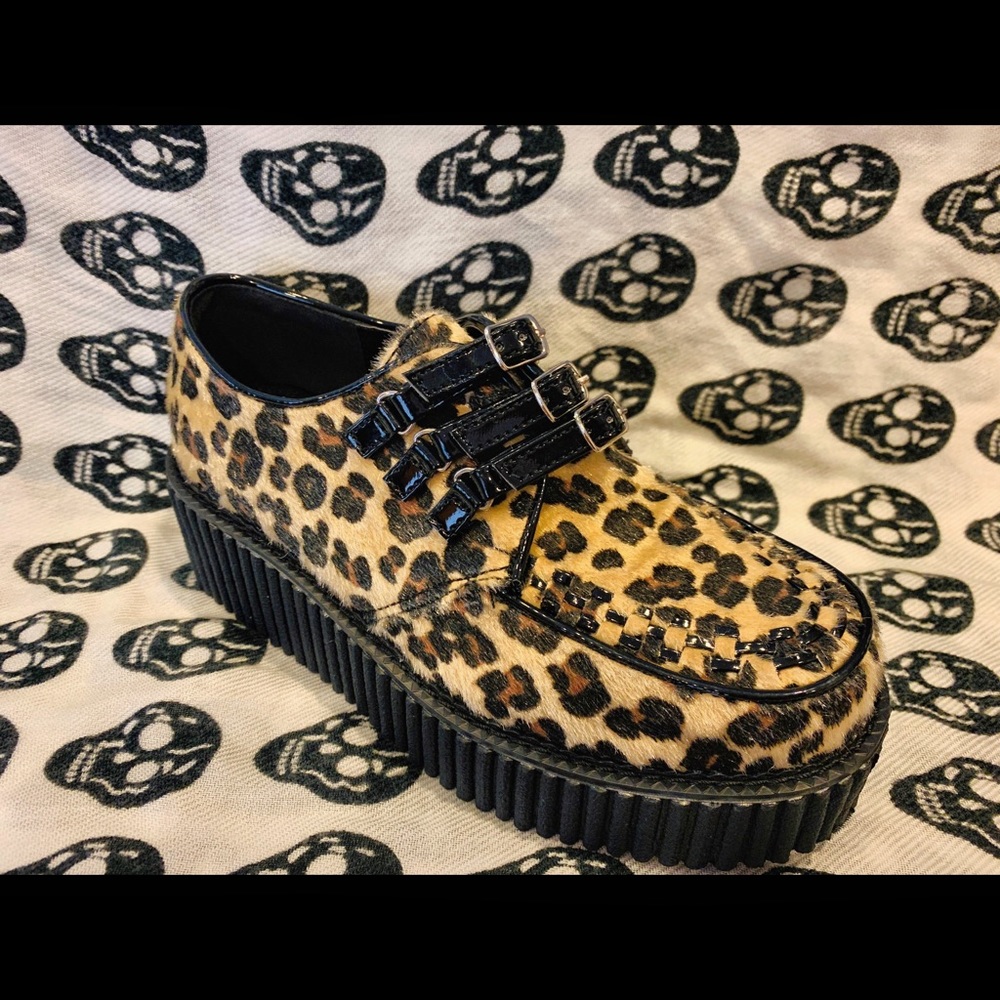 Demonia Faux-Fur Leopard Creeper